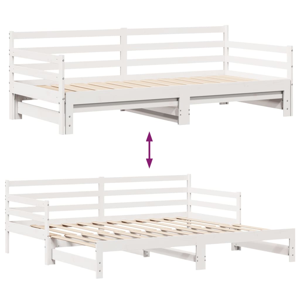 Daybed with Trundle and Drawers without Mattress White 90x190 cm Single