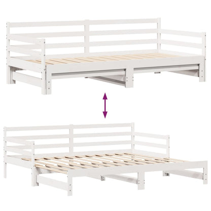 Daybed with Trundle and Drawers without Mattress White 90x190 cm Single