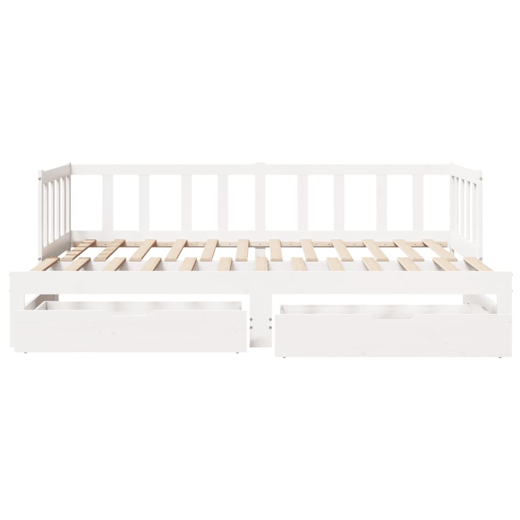 Daybed with Trundle and Drawers without Mattress White 90x190 cm Single