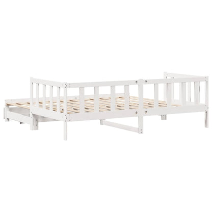 Daybed with Trundle and Drawers without Mattress White 90x190 cm Single