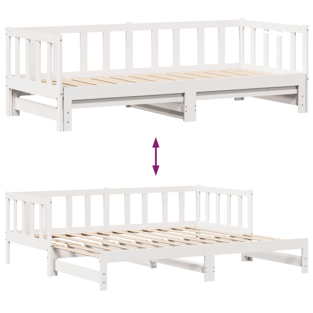 Daybed with Trundle and Drawers without Mattress White 90x190 cm Single