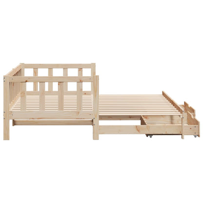 Daybed with Trundle and Drawers without Mattress 90x200 cm