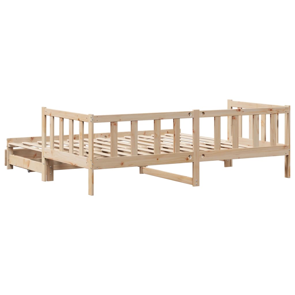 Daybed with Trundle and Drawers without Mattress 90x200 cm