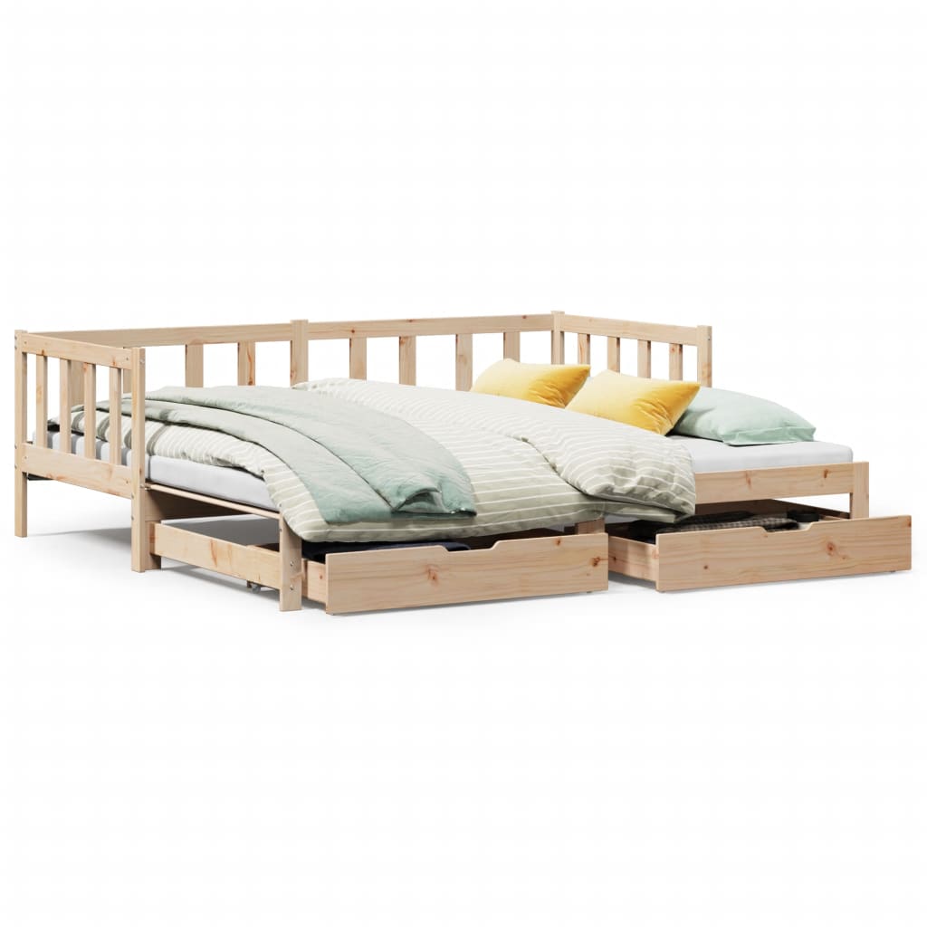 Daybed with Trundle and Drawers without Mattress 90x200 cm