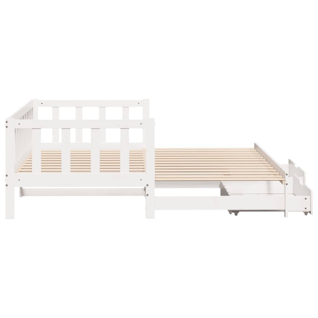 Daybed with Trundle and Drawers without Mattress White 90x200 cm