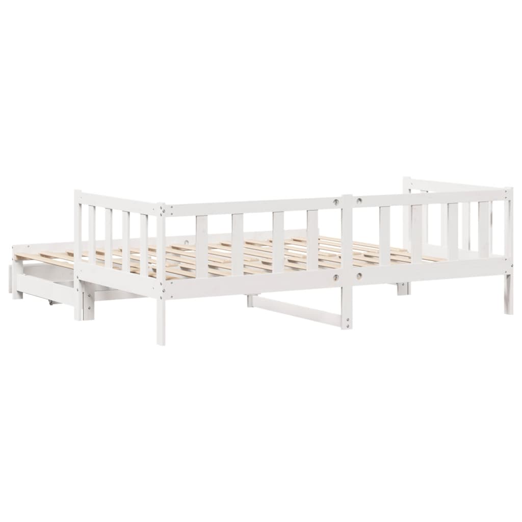 Daybed with Trundle and Drawers without Mattress White 90x200 cm