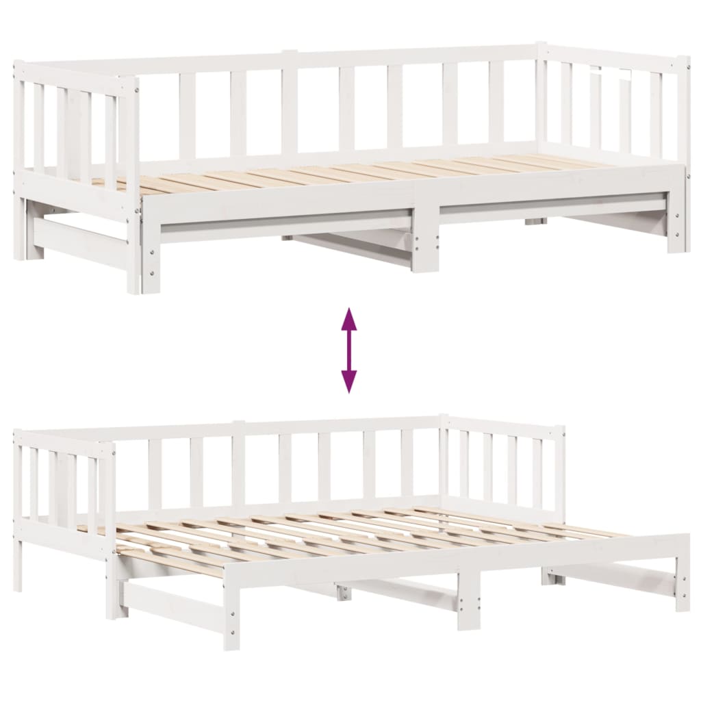 Daybed with Trundle and Drawers without Mattress White 90x200 cm