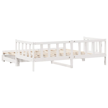 Daybed with Trundle and Drawers without Mattress White 80x200 cm