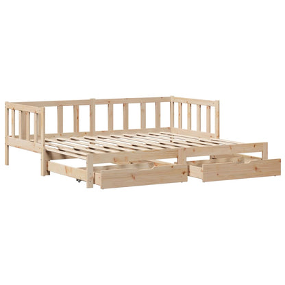 Daybed with Trundle and Drawers 90x190 cm Solid Wood Pine