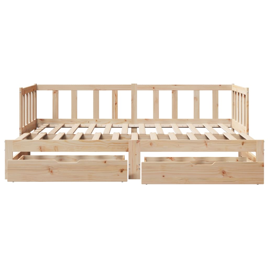 Daybed with Trundle and Drawers 90x190 cm Solid Wood Pine