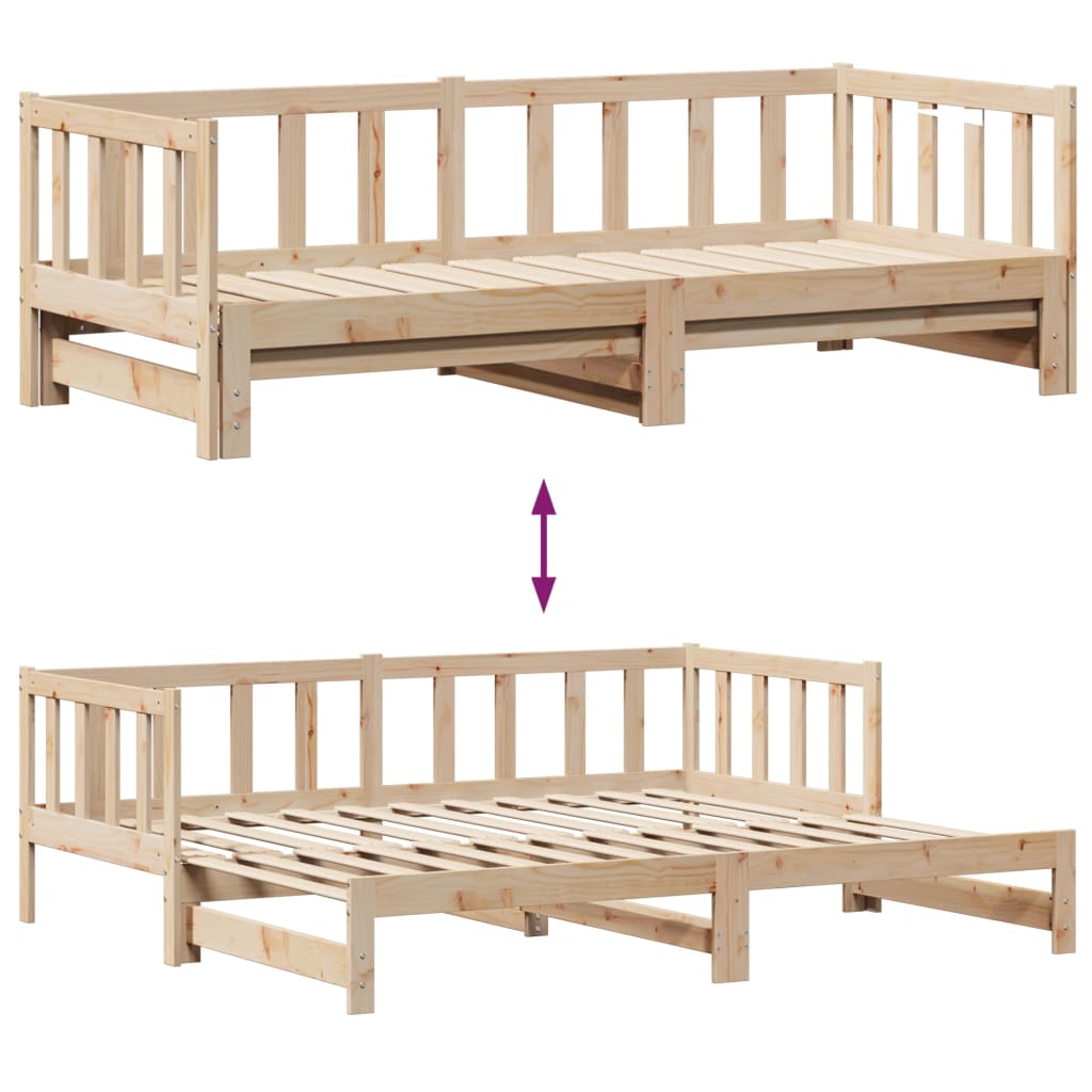 Daybed with Trundle and Drawers 90x190 cm Solid Wood Pine