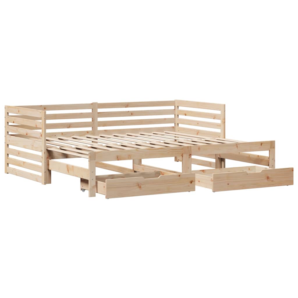 Daybed with Drawers without Mattress 90x200 cm Solid Wood