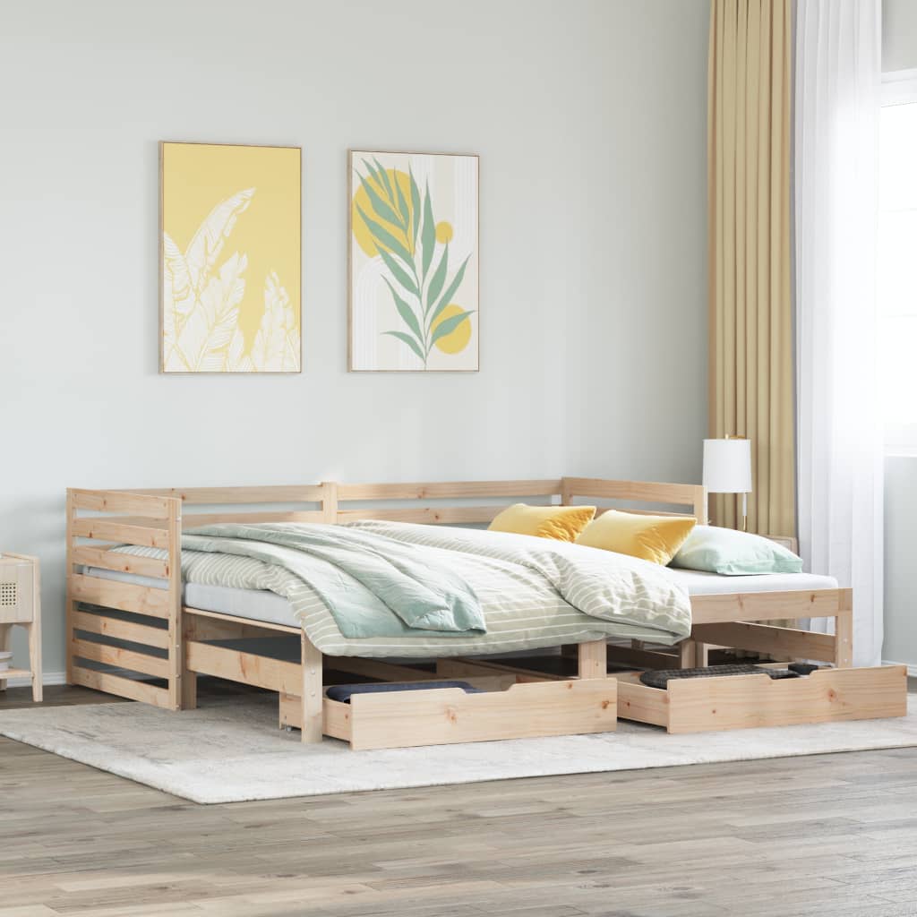 Daybed with Drawers without Mattress 90x200 cm Solid Wood