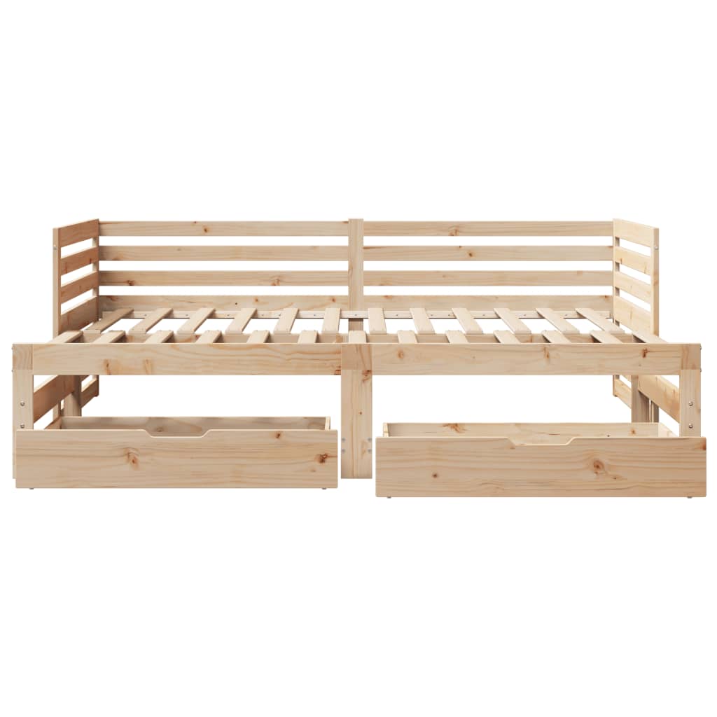 Daybed with Drawers without Mattress 90x200 cm Solid Wood