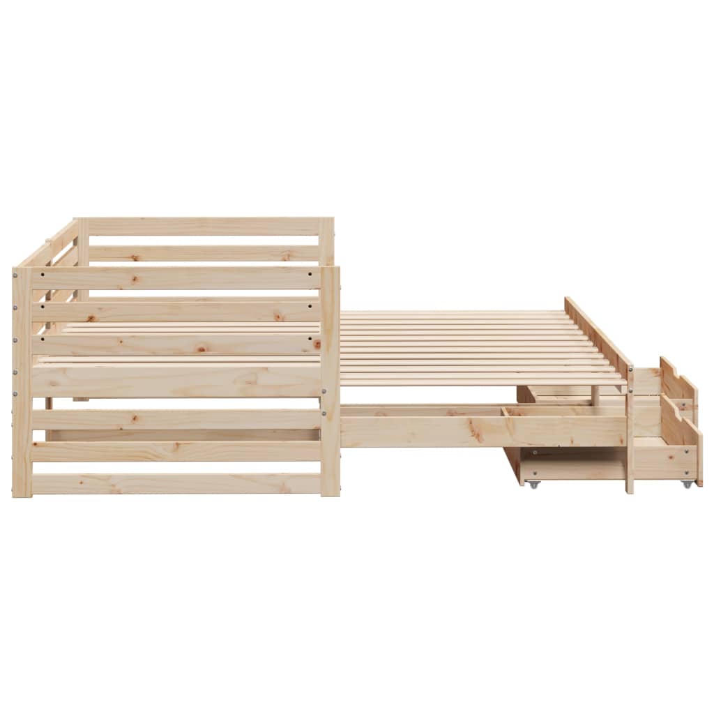 Daybed with Drawers without Mattress 90x200 cm Solid Wood