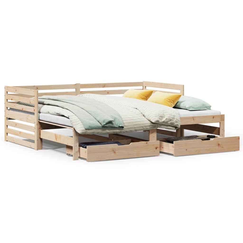 Daybed with Drawers without Mattress 90x200 cm Solid Wood