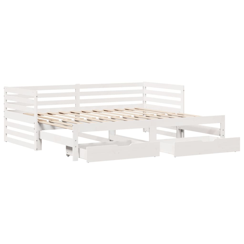 Daybed with Drawers without Mattress White 90x200 cm Solid Wood