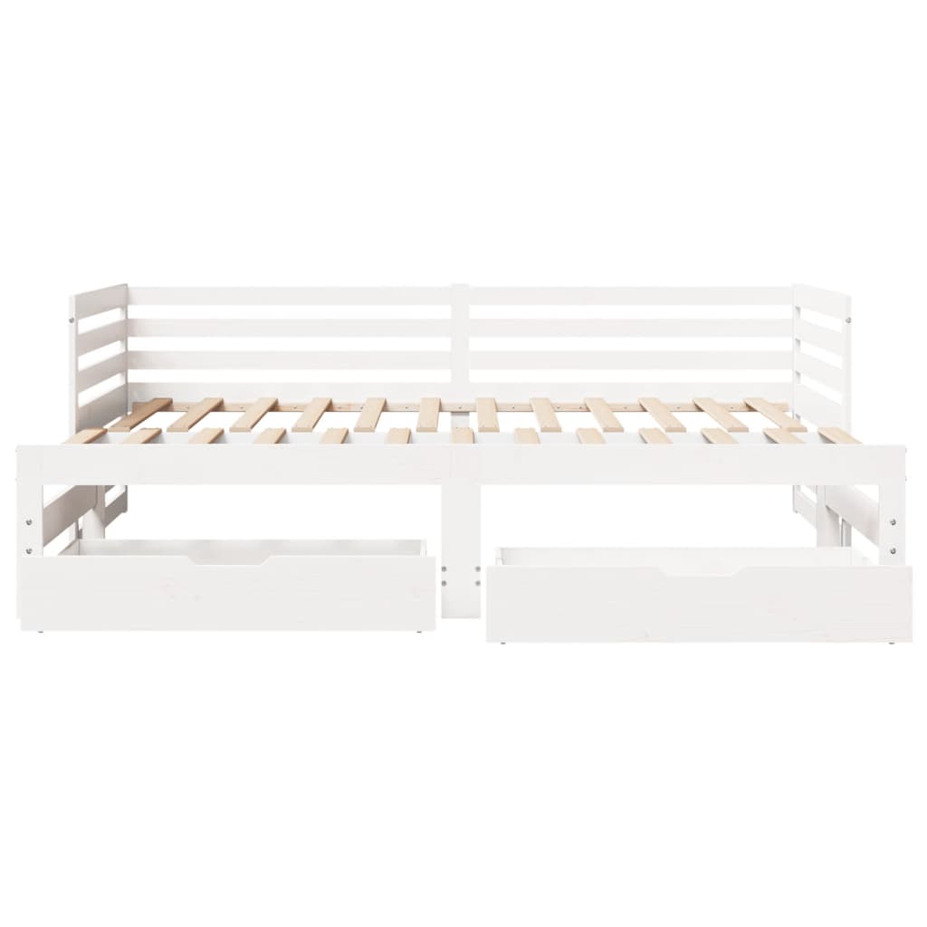 Daybed with Drawers without Mattress White 90x200 cm Solid Wood