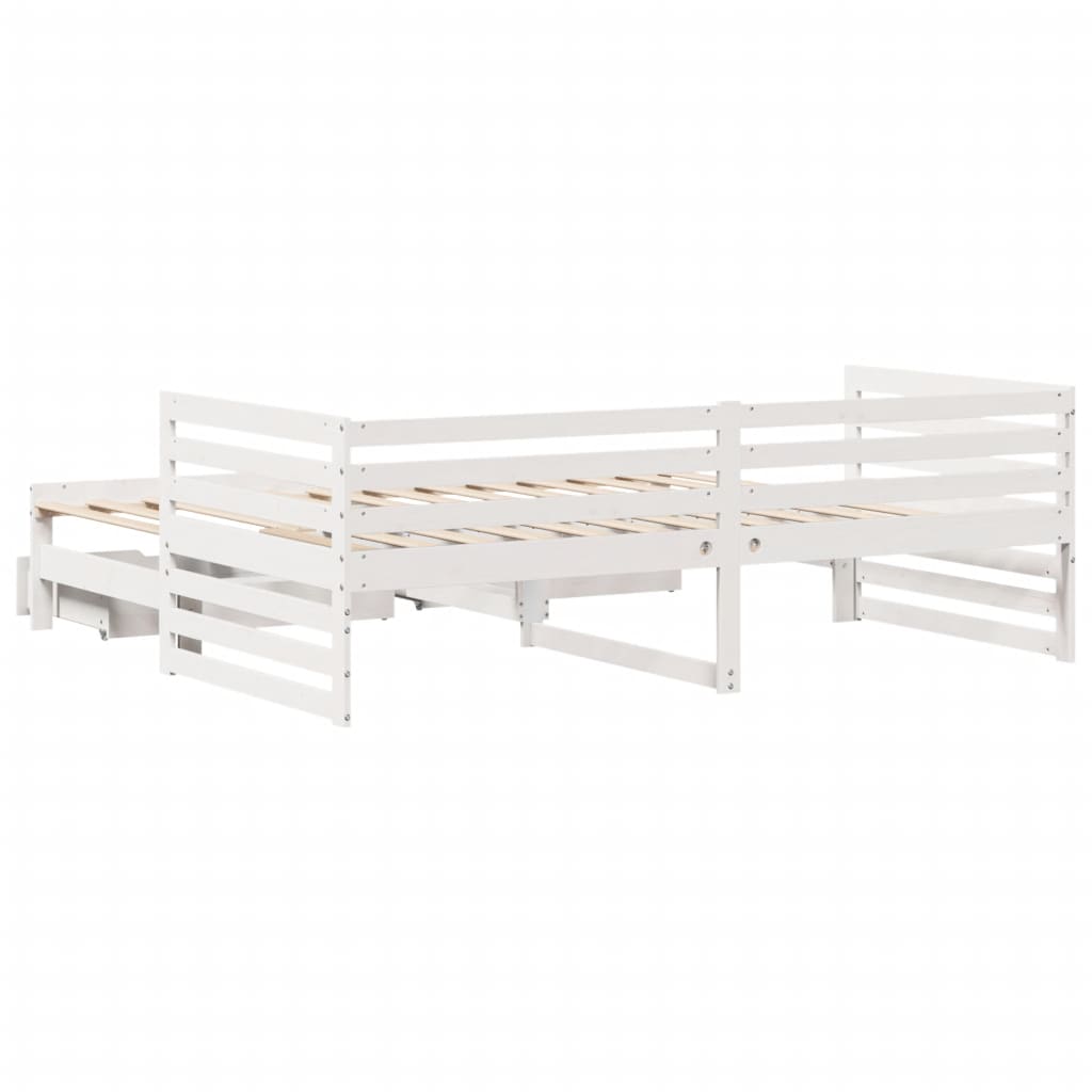 Daybed with Drawers without Mattress White 90x200 cm Solid Wood