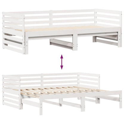 Daybed with Drawers without Mattress White 90x200 cm Solid Wood