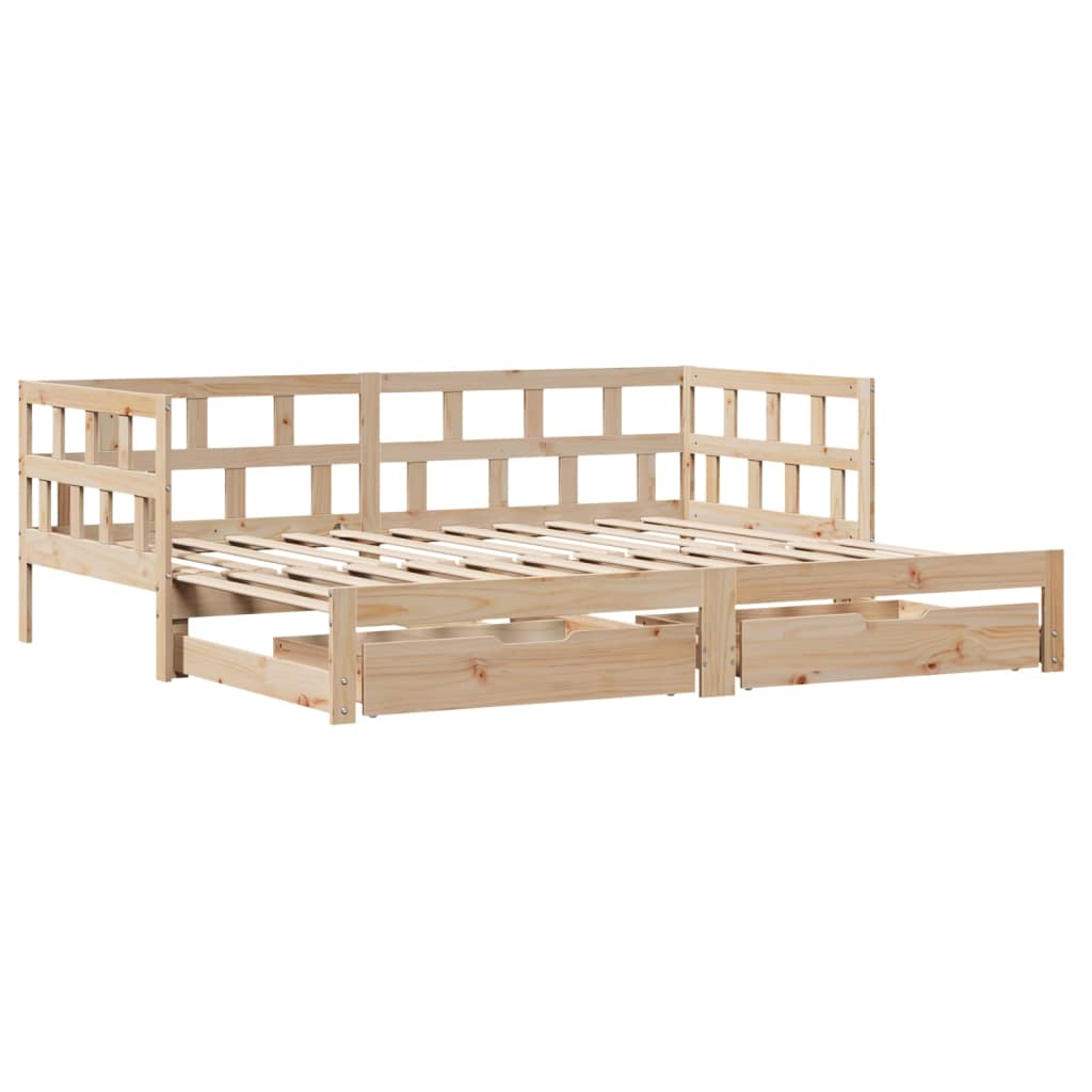 Daybed with Trundle and Drawers without Mattress 90x200 cm