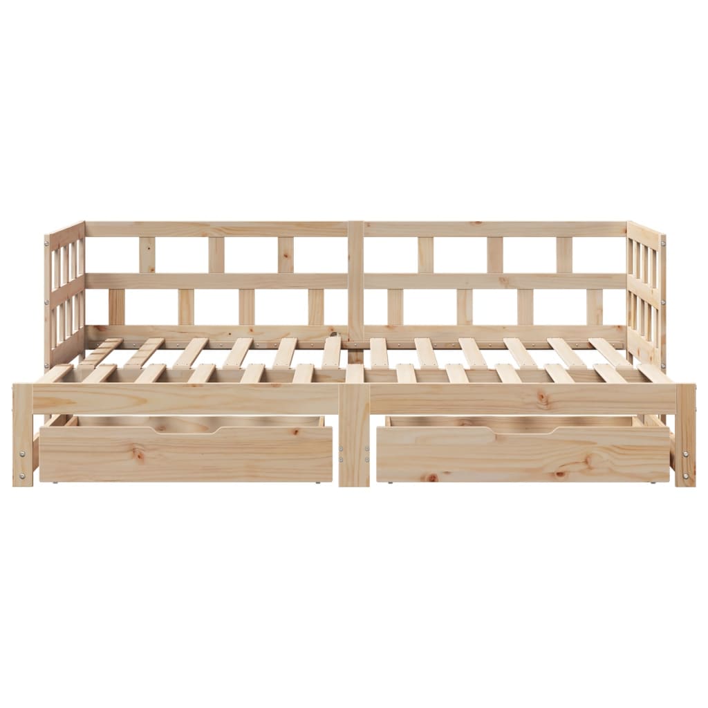 Daybed with Trundle and Drawers without Mattress 90x200 cm