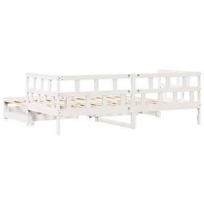 Daybed with Trundle and Drawers without Mattress White 90x200 cm