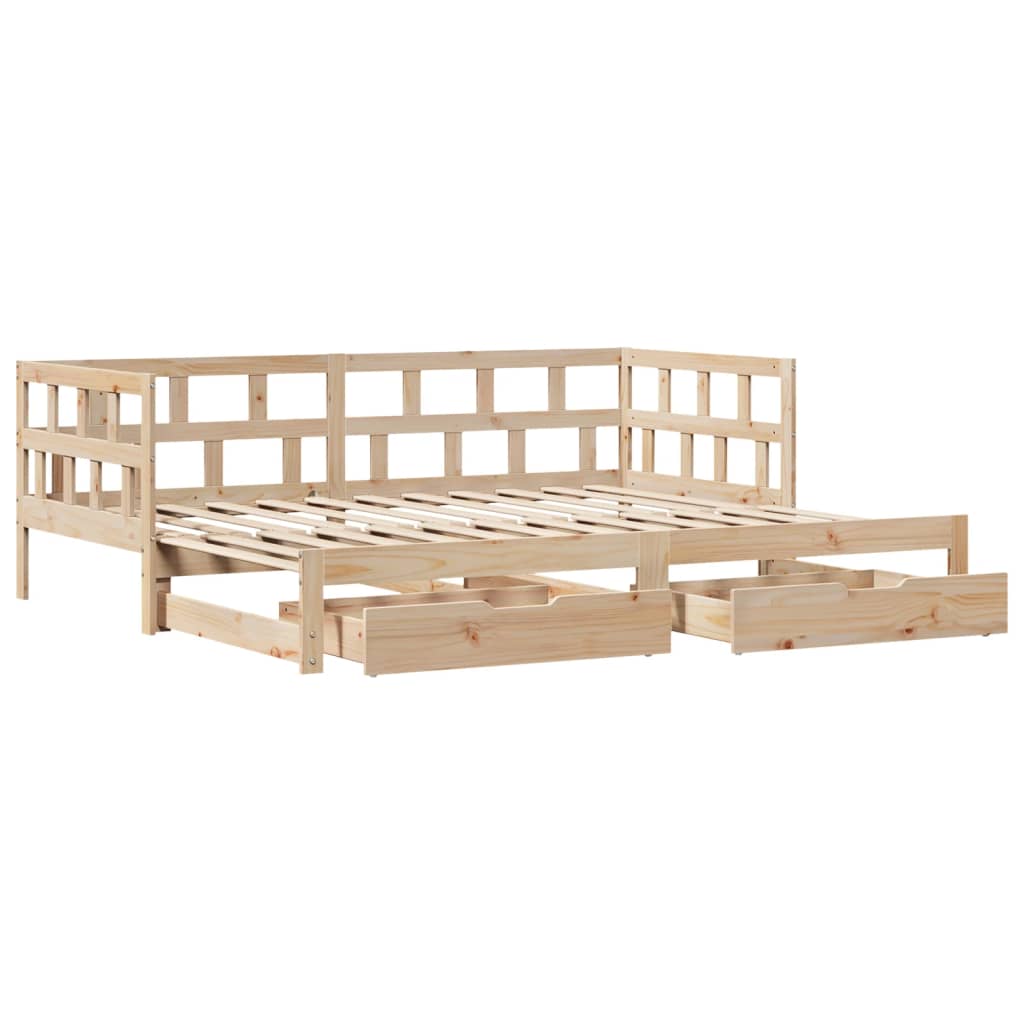 Daybed with Trundle and Drawers without Mattress 90x200 cm