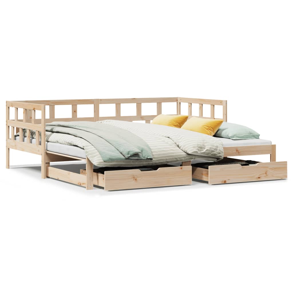 Daybed with Trundle and Drawers without Mattress 90x200 cm