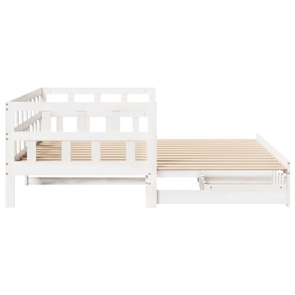 Daybed with Trundle and Drawers without Mattress White 90x200 cm