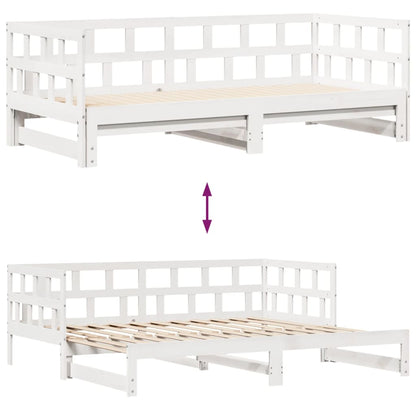 Daybed with Trundle and Drawers without Mattress White 90x200 cm