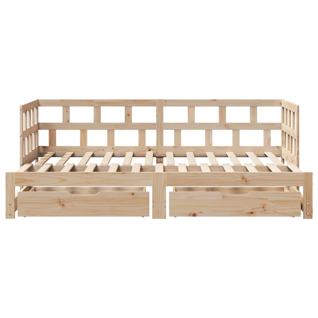 Daybed with Trundle and Drawers without Mattress 80x200 cm