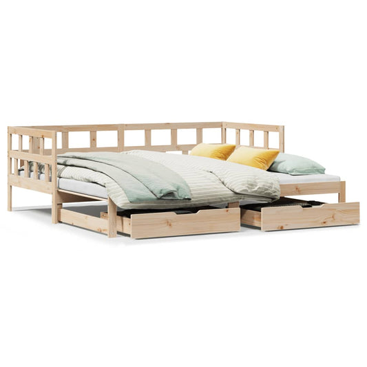 Daybed with Trundle and Drawers without Mattress 80x200 cm