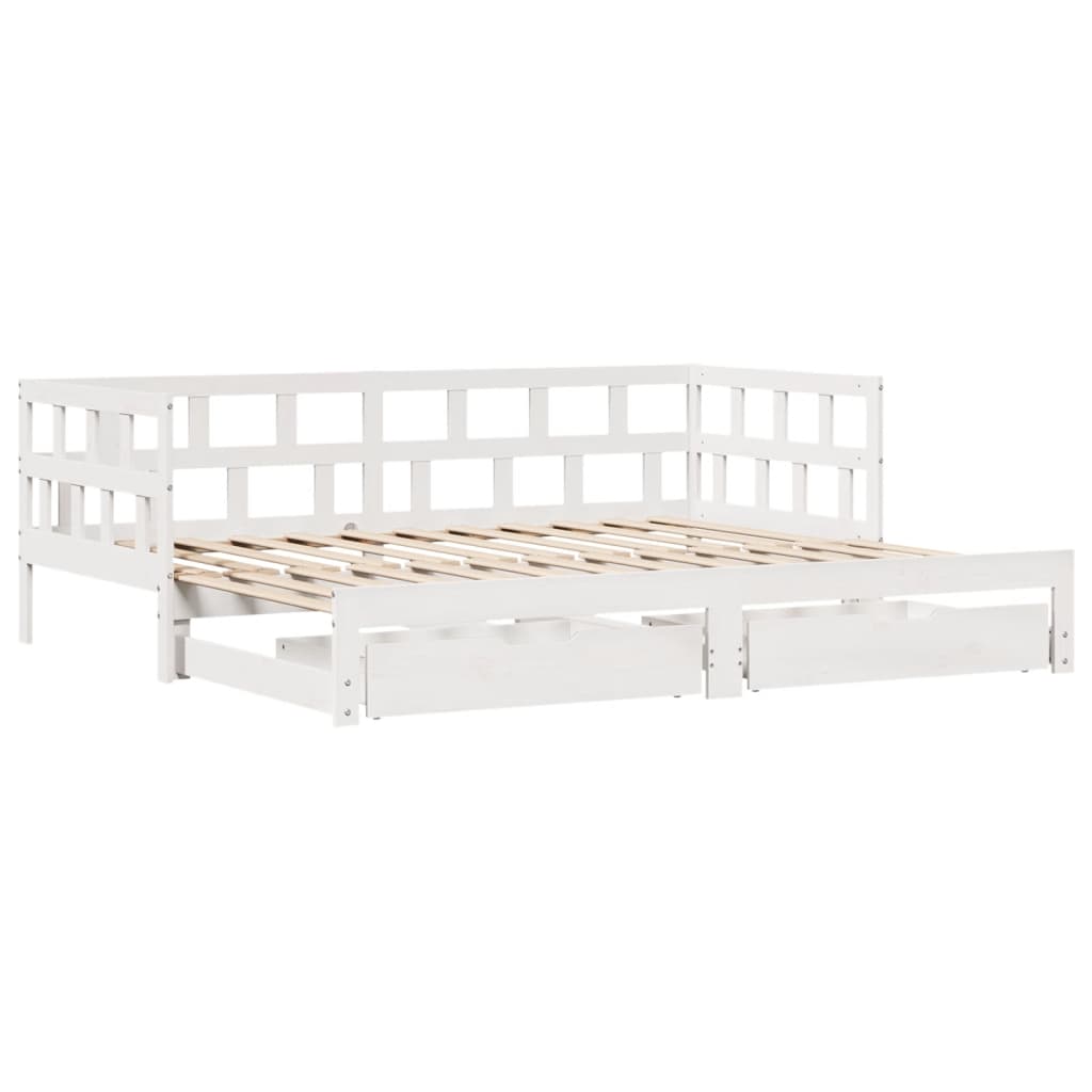 Daybed with Trundle and Drawers without Mattress White 80x200 cm