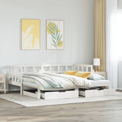 Daybed with Trundle and Drawers without Mattress White 80x200 cm