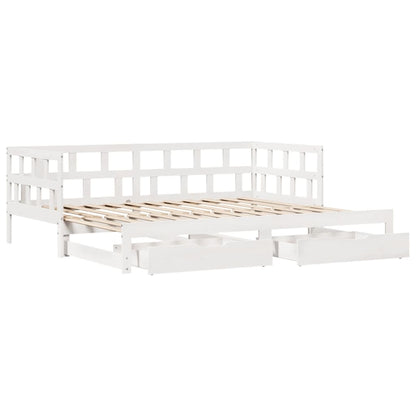 Daybed with Trundle and Drawers without Mattress White 80x200 cm