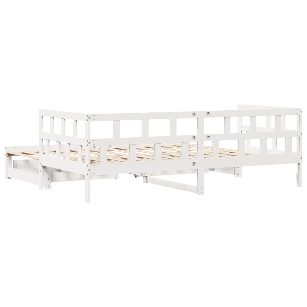 Daybed with Trundle and Drawers without Mattress White 80x200 cm