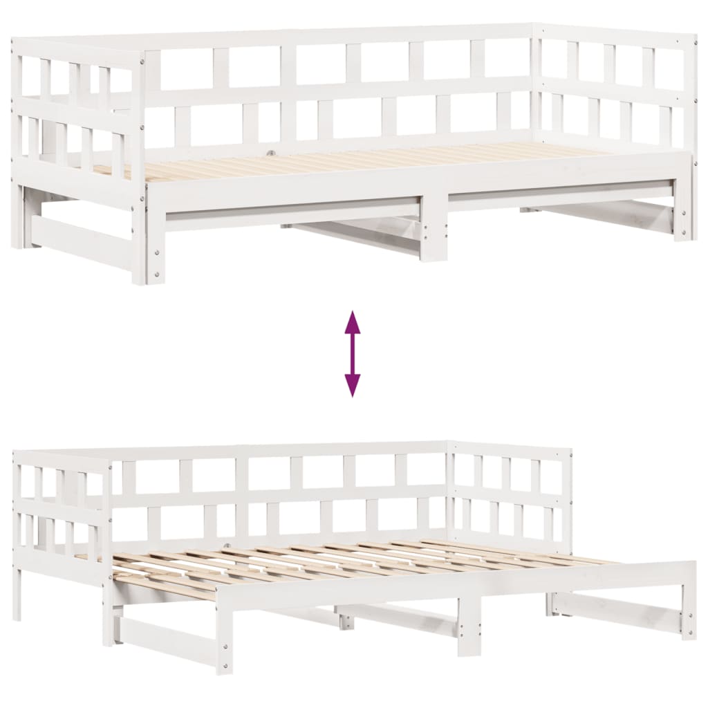 Daybed with Trundle and Drawers without Mattress White 80x200 cm