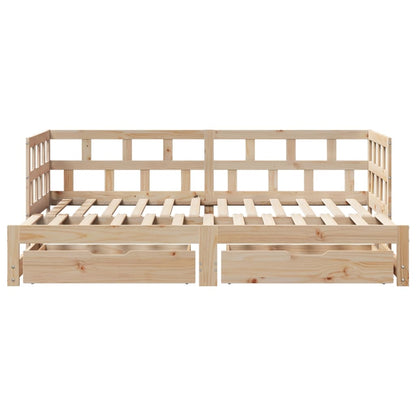 Daybed with Trundle and Drawers 90x190 cm Solid Wood Pine