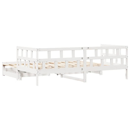 Daybed with Trundle and Drawers without Mattress White 90x190 cm Single