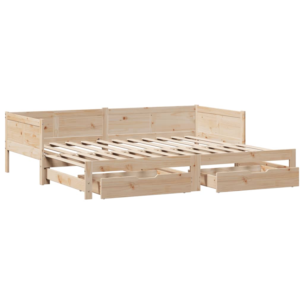 Daybed with Trundle and Drawers without Mattress 90x200 cm