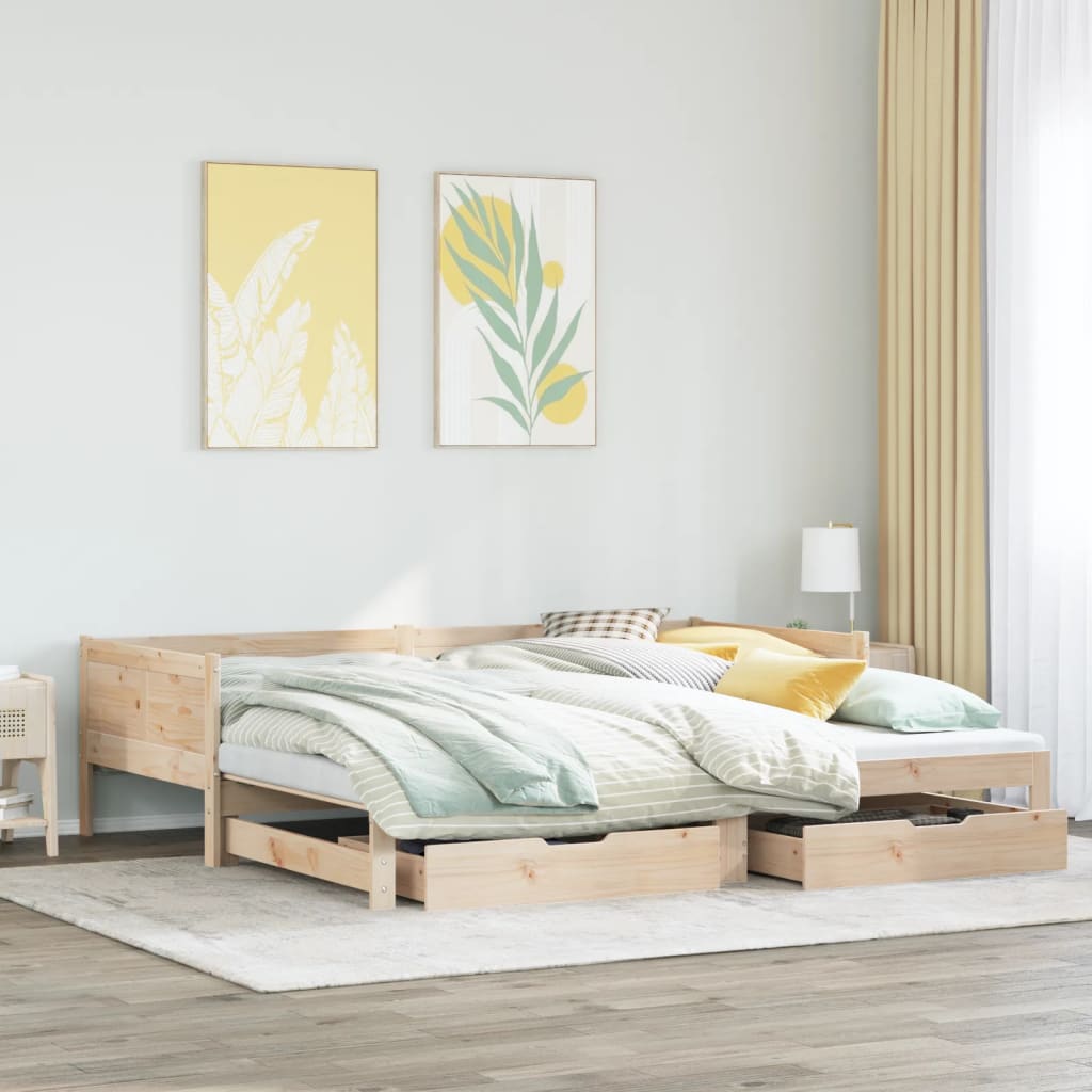 Daybed with Trundle and Drawers without Mattress 90x200 cm