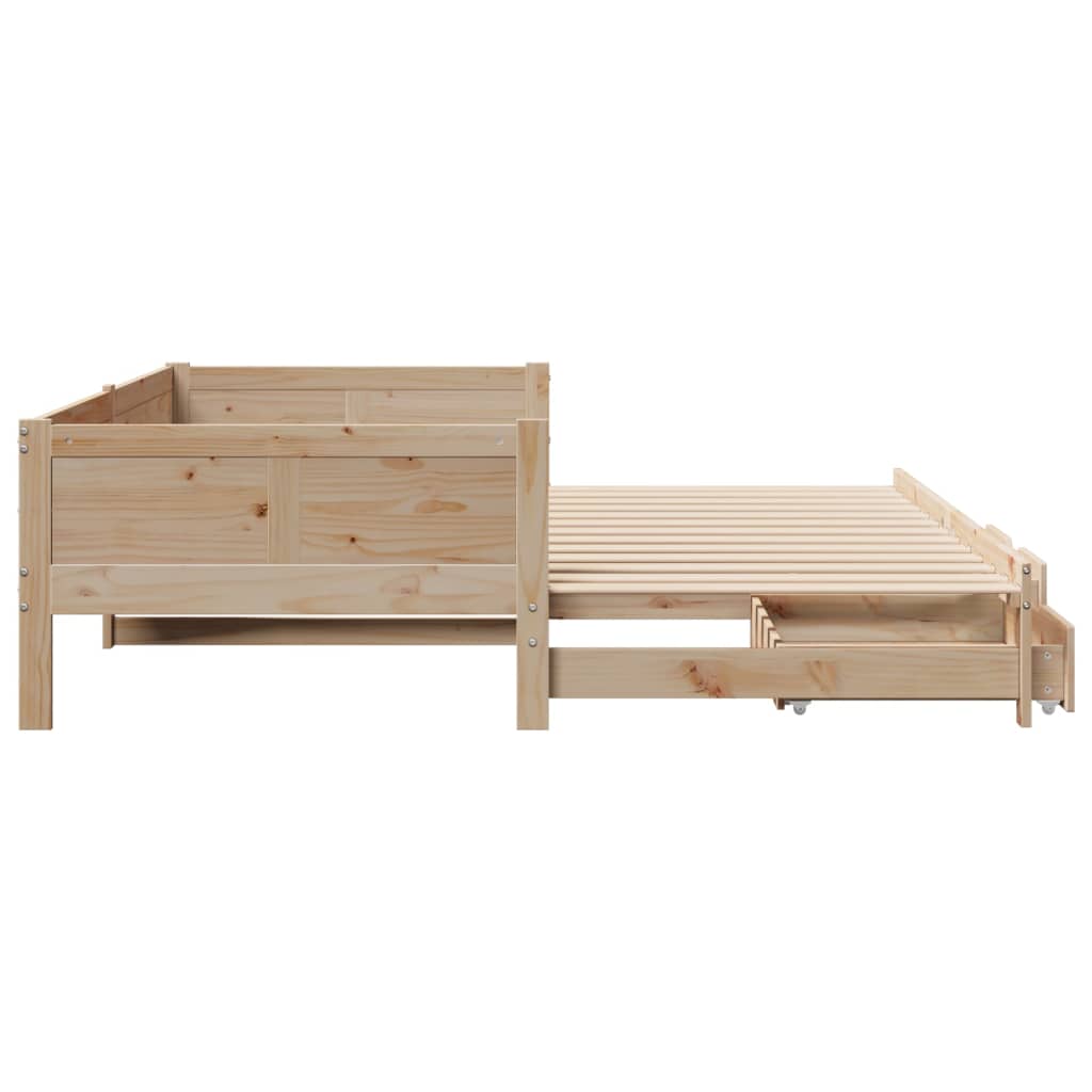 Daybed with Trundle and Drawers without Mattress 90x200 cm