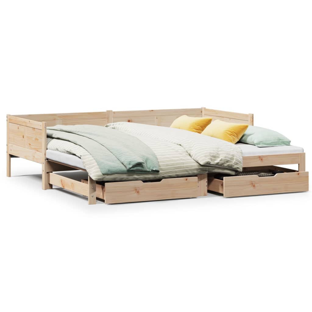 Daybed with Trundle and Drawers without Mattress 90x200 cm