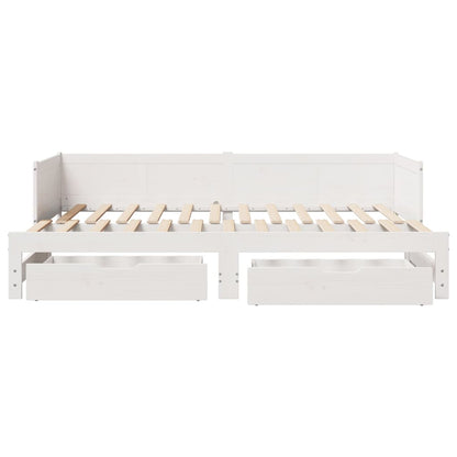 Daybed with Trundle and Drawers without Mattress White 90x200 cm