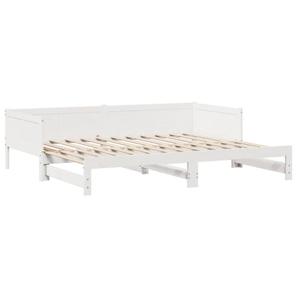 Daybed with Trundle and Drawers without Mattress White 90x200 cm