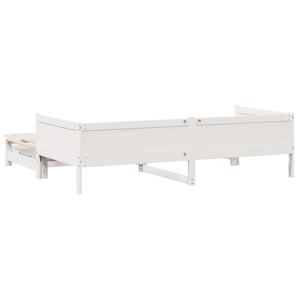 Daybed with Trundle and Drawers without Mattress White 90x200 cm