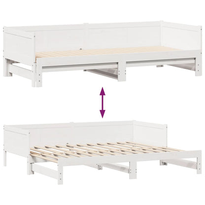 Daybed with Trundle and Drawers without Mattress White 90x200 cm