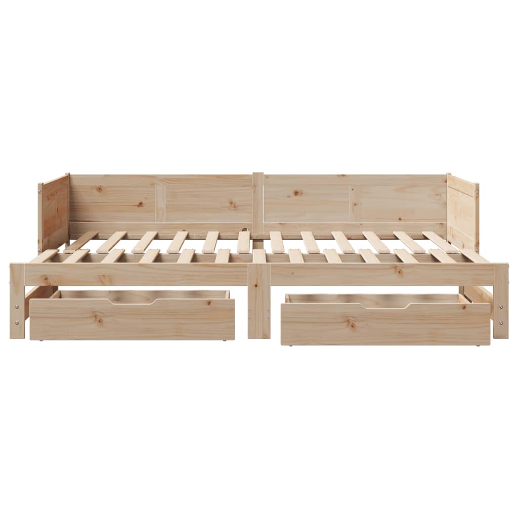 Daybed with Trundle and Drawers without Mattress 80x200 cm