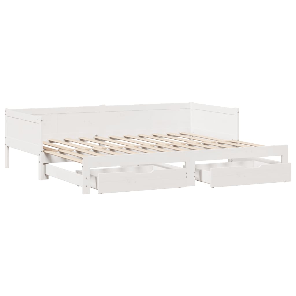 Daybed with Trundle and Drawers without Mattress White 80x200 cm